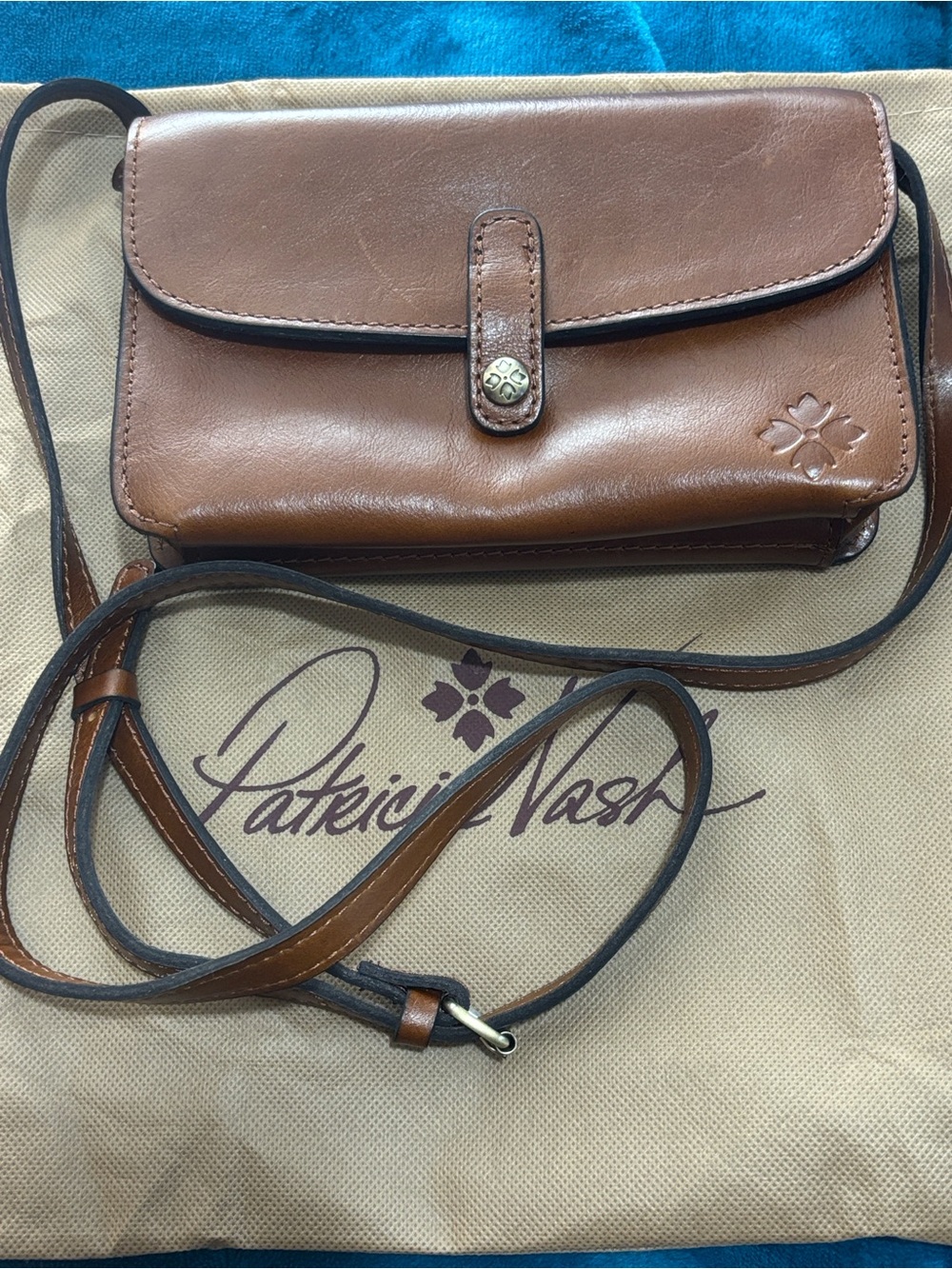 Patricia Nash Lana Cognac Brown Leather Crossbody with Dust Bag - Picture 2 of 14